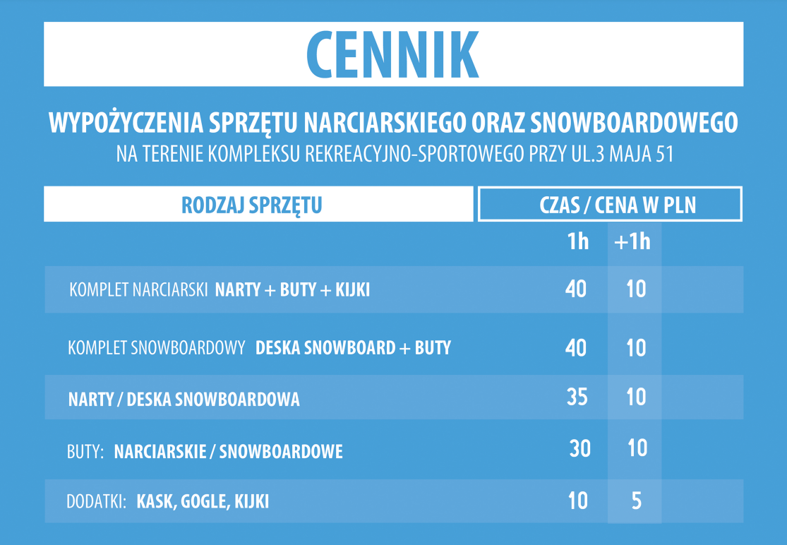 Cennik wypożyczalni SosnoPark